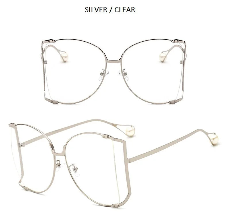 Fashion Model Ocean Yellow Square Sunglasses Women Luxury Brand Oversized Shades Pearl Chic Sun Glasses For Female Men Oculos