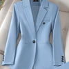 High Quality Long Sleeve Female Blazer Women Blue Coffee Khaki Single Button Slim Jacket Ladies Business Work Wear Formal Coat