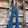 TARUXY Backless Heart Cutout Bodycon Jumpsuit For Women Casual Sleeveless Slim One-Piece Outfits Retro Denim Jumpsuits New 2025
