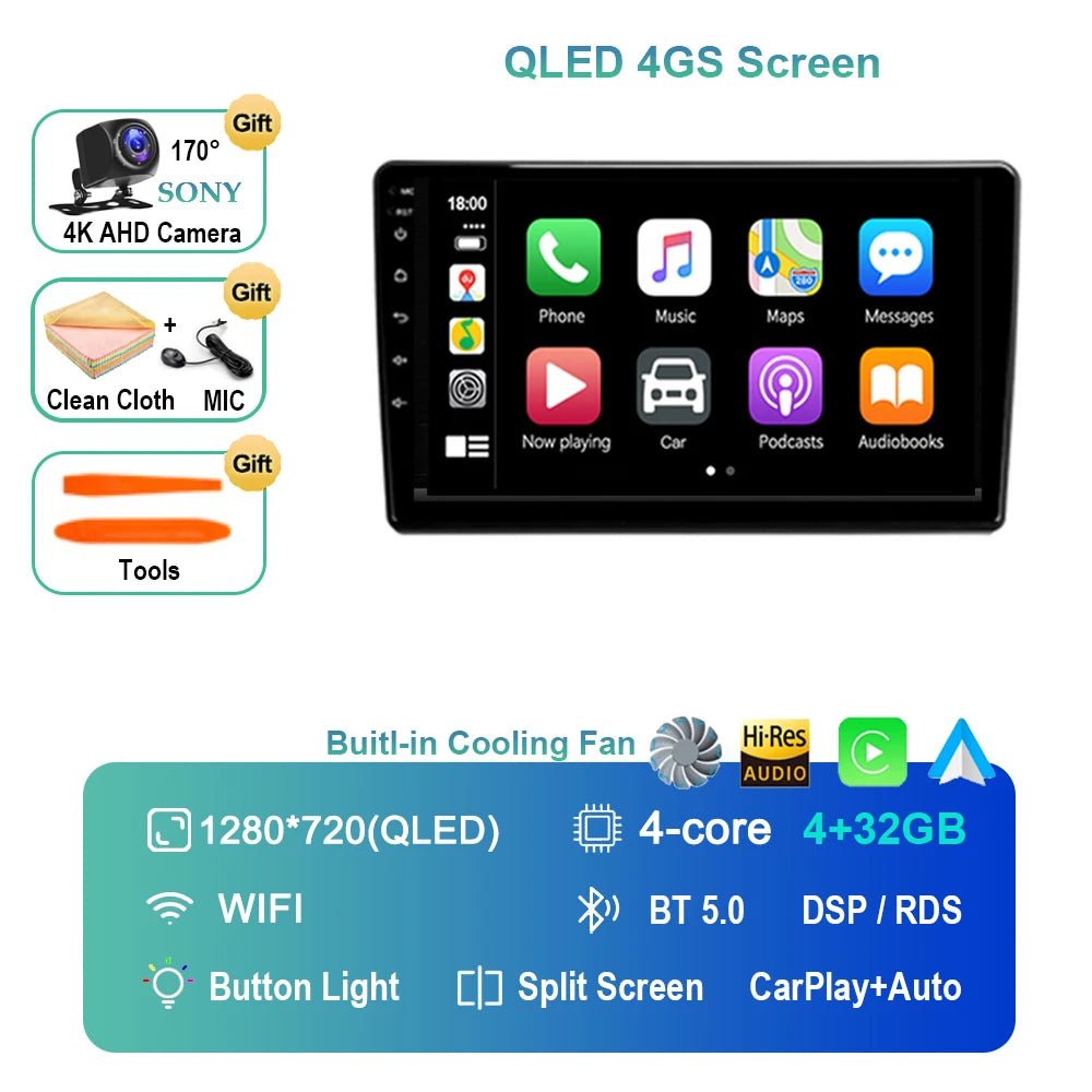 Android 14 For Audi A4 II 2 B6 III 3 B7 2000 - 2009 S4 2002 - 2008 RS4 2005 - 2009 Car Radio Multimedia Video Player Navigation