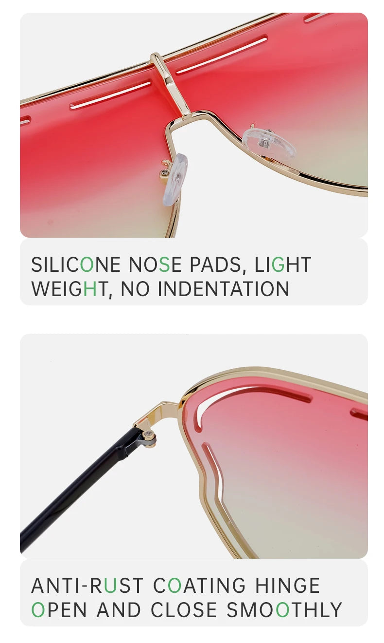 Oversized Hollow One-Piece Sunglasses Women Big Frame 2024 Luxury Brand Special-Shaped Sun Glasses For Ladies Eyewear Shades