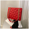Ladies Fashion Large Capacity Chain Bag Retro Square Tote Bag Diamond Texture Shoulder Crossbody Daily Hundred Underarm Handbag