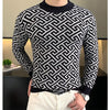 Autumn Winter Velvet Knitted Sweater Men's Long Sleeve Round Necked Sweater Slim Fit Casual Business Knitwear Tops Men Clothing