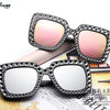 Glitter Women Sunglasses Brand Design Flash Square Shades Mirror Female Sun Glasses Bezel Bling Rhinestones