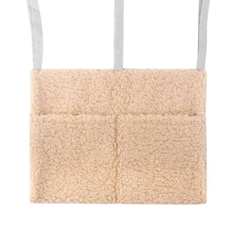 New Thick Plush Baby Crib Hanging Storage Bag Portable Double Pockets Newborn Cot Toy Organizer Bag Bed Headboard Storage Pouch