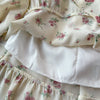 2024 New Summer Flower Print Long Dress Women Vintage Square Neck Ruched Chest Sash Bandage Sundress Party Vestidos
