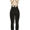 Weird Puss Hipster Fitness Jumpsuit Women Backless Sleeveless Deep v-Neck Cross Bandage Skinny Stretch Workout Sporty Streetwear