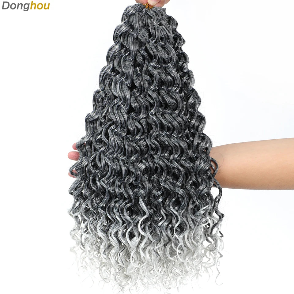 Beach Curl Crochet Hair Gogo Curl Crochet Hair 18 Inch Ombre Brown Blonde Bug Ginger T30 Synthetic Deep Wave Twist Crochet Braid
