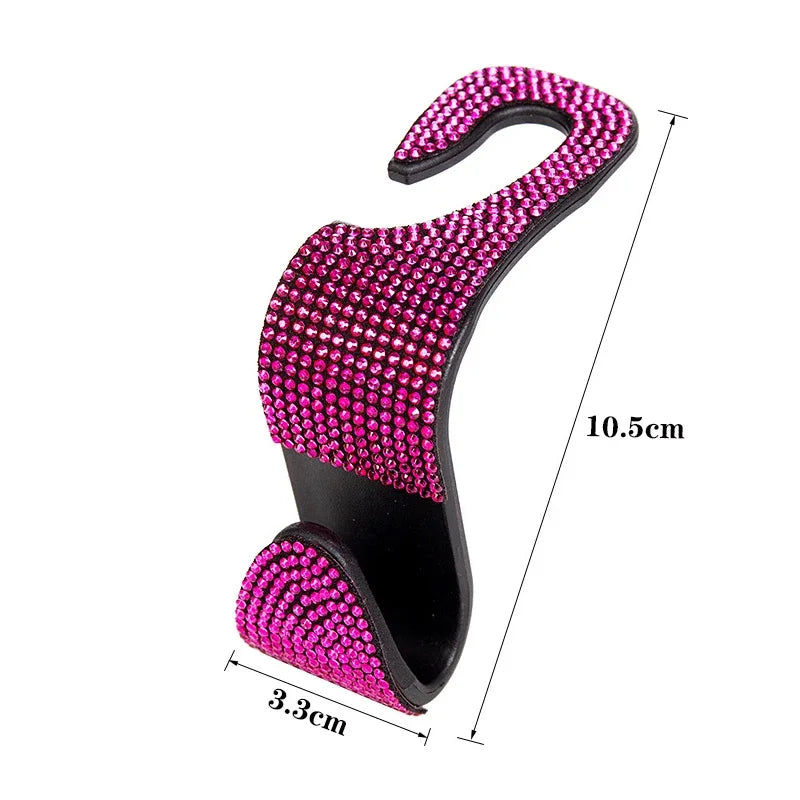 Multifunction Portable Rhinestone Car Seat Back Hook Headrest Storage Holder Hanging Bag Organizer Auto Interior Accessories