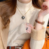 Women's Turtleneck Sweater Winter 2025 Retro Red with Velvet Lining Thickened Inner Wear Thermal Knitting Bottoming Shirt