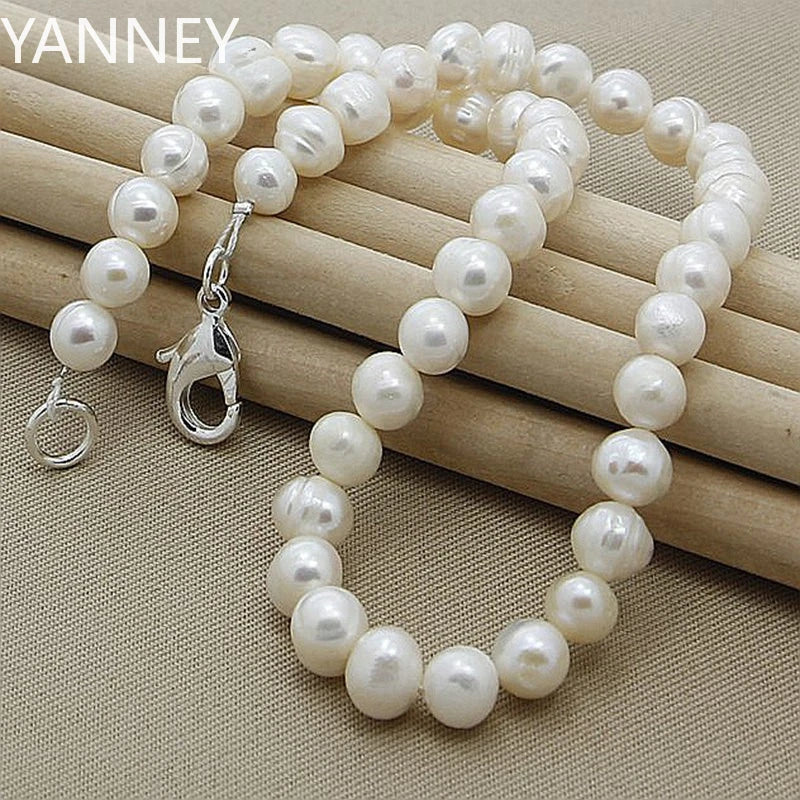 High Quality Fashion Long Pearl Necklace Pearl 925 Silver Jewelry For Women Statement Necklace