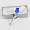 Valentines Day Gift Crystal Glass Rose Artificial Flower Silver Gold Rod Rose Flower For Girlfriend Wedding Gifts For Guest
