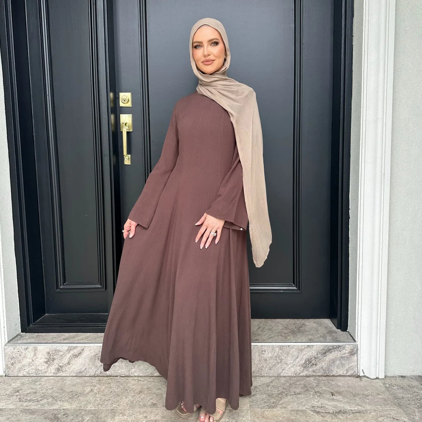 Clothes for Muslim Women Solid Robe Malay Turkey Dubai Zipper Cardigan Robe Fashion Simplicity Summer Dress Abayas for Women