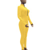 Women's Bodycon One-piece Jumpsuit Long Sleeved Big Zipper Female Casual Sport Workout Skinny Activity Wear Overalls Tops
