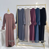 2025 Premium Nida Ruffle Sleeves Women Muslim Dress with Front Zipper Ramadan Abaya Islam Clothing Maxi Dress Female Modest Robe