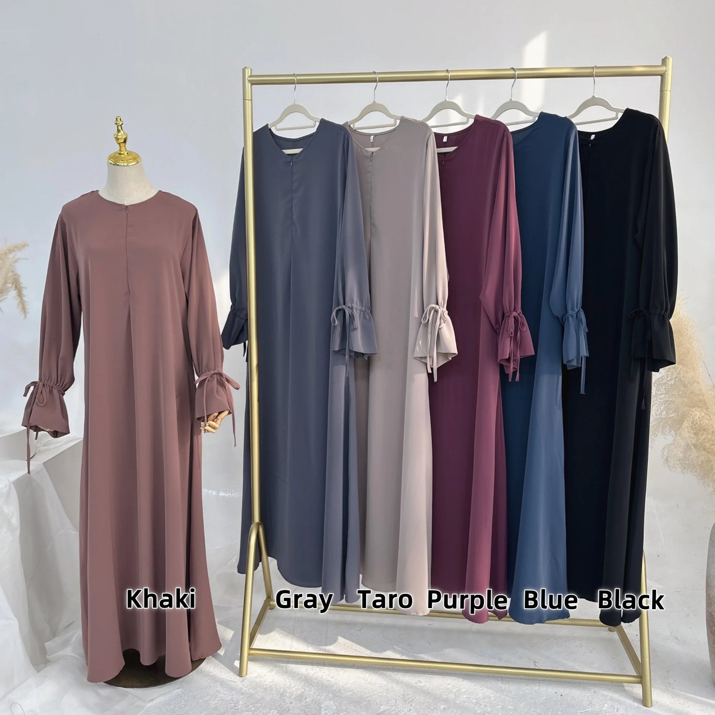 2025 Premium Nida Ruffle Sleeves Women Muslim Dress with Front Zipper Ramadan Abaya Islam Clothing Maxi Dress Female Modest Robe