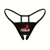 Sexy Silhouette Slogan Print Lingerie Seductive Women's Underwear Thongs Super Hot G-string Thin Strap Low Waist Elastic T-back