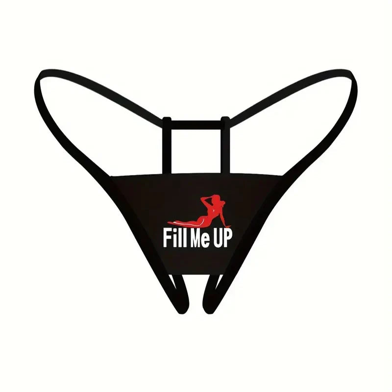 Sexy Silhouette Slogan Print Lingerie Seductive Women's Underwear Thongs Super Hot G-string Thin Strap Low Waist Elastic T-back