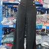 Summer Pants Women Button Decor High Waist Wide Leg Pants Elegant Loose Trousers Korean Fashion Streetwear