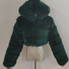 High Quality Furry Cropped Faux Fur Coats and Jackets Women Fluffy Top Coat With Hooded Winter Fur Jacket Manteau Femme