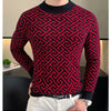 Autumn Winter Velvet Knitted Sweater Men's Long Sleeve Round Necked Sweater Slim Fit Casual Business Knitwear Tops Men Clothing