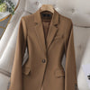 Fashion Women Casual Blazer Ladies Pink Black Blue Coffee Long Sleeve Single Button Female Jacket For Autumn Winter