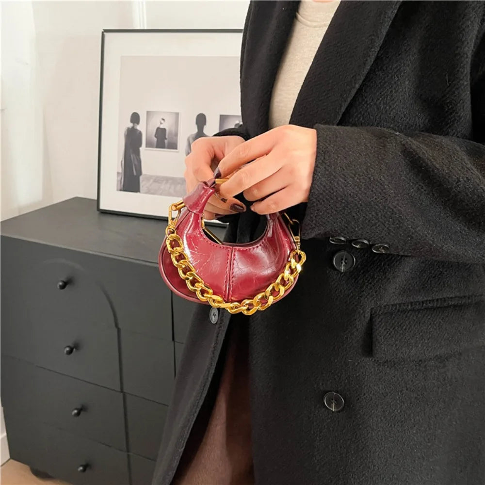 2024 Autumn Winter Mini Crossbody Bags For Women Luxury Half Moon Handbags For Ladies Purse Handle Bags Female Small Bag