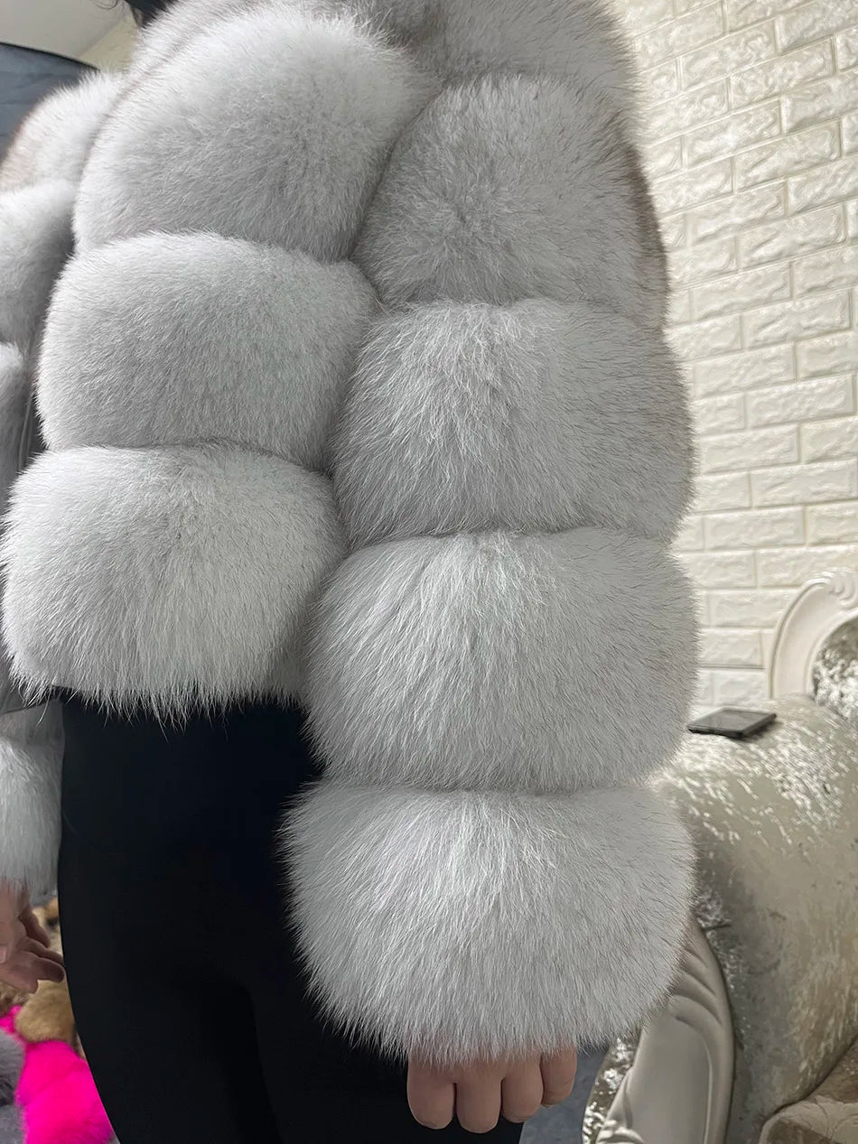 2025 MAOMAOKONG Natural Real Fox Fur Coat Women Winter Long Sleeve Luxury Raccoon Fur Jackets Thick Top Female Furry Coat Vest