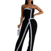 Wishyear Irregular Off Shoulder Sleeveless Strapless Jumpsuits Women Button Patchwork Wide Leg Pants Evening One Piece Outfits