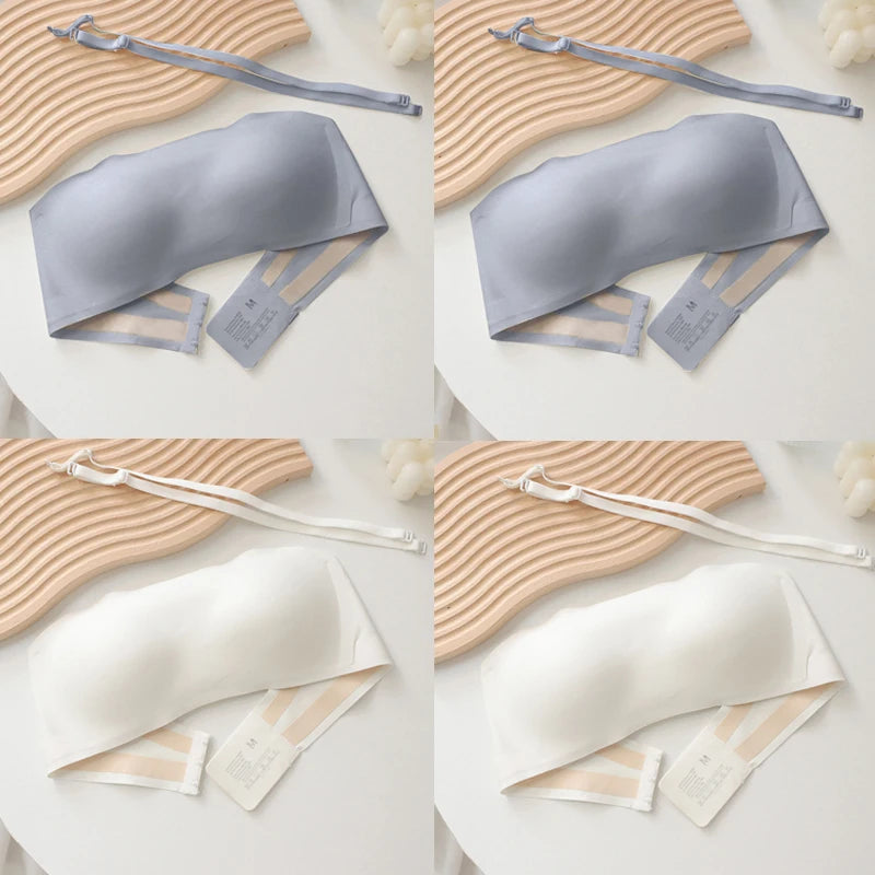 4PCS Women Strapless Bra Seamless Tube Tops Breathable Wireless Wedding Brassiere Push Up Bras Sexy Female Lingerie Invisible