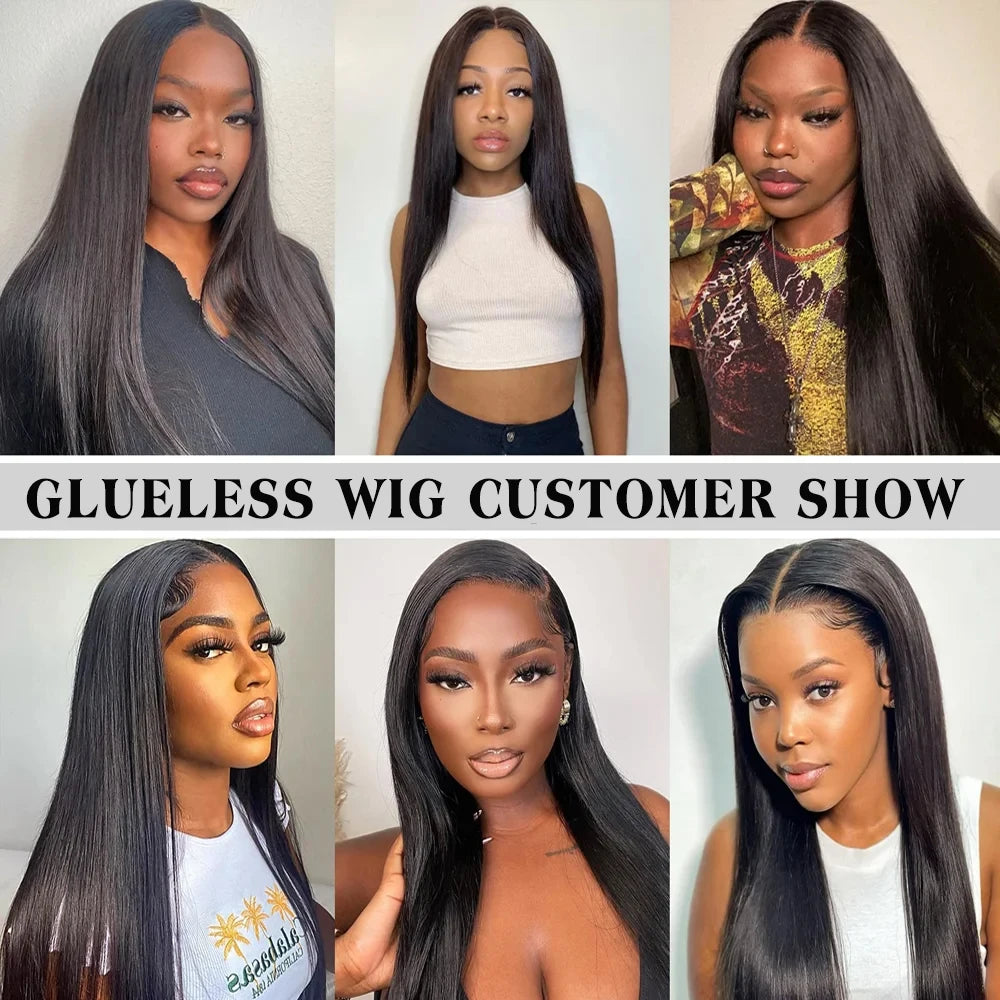 Glueless Wig Human Hair 6X4 5X5 Pre Cut Lace Closure Human Hair Wigs Brazilian Ready To Wear Straight Lace Wig Human Hair 180%
