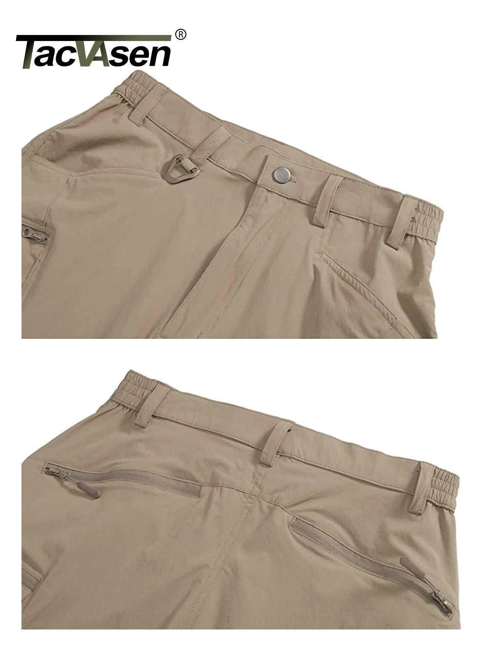 TACVASEN Summer Lightweight Trousers Mens Fishing Pants Outdoor Hiking Nylon Quick Dry Pockets Cargo Pants Casual Work Trousers