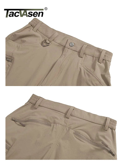 TACVASEN Summer Lightweight Trousers Mens Fishing Pants Outdoor Hiking Nylon Quick Dry Pockets Cargo Pants Casual Work Trousers