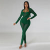 Sexy Mesh Patchwork Sheer Night Club Bodycon Jumpsuit for Women See Through One Piece Rompers Clubwear Party Birthday Outfits