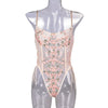 One-piece Backless Floral Embroidery Lace Bodysuit Women 13 Colors String Jumpsuit Lace Up Fancy Sexy Bodysuit Body Femme