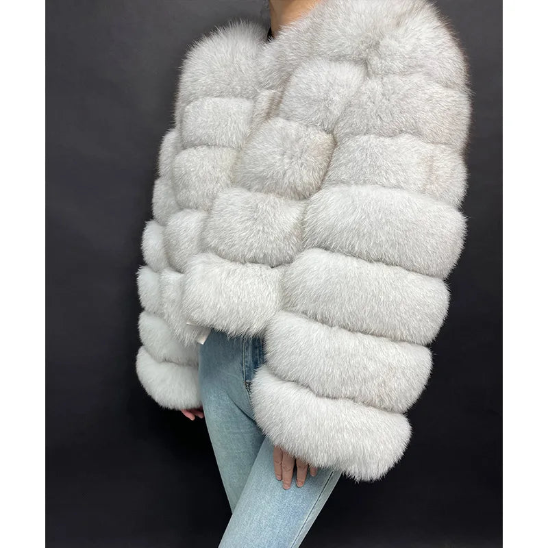 2025 MAOMAOKONG Natural Real Fox Fur Coat Women Winter Long Sleeve Luxury Raccoon Fur Jackets Thick Top Female Furry Coat Vest