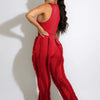 Solid Tank Pants Tassel Two Piece Sets Women Fashion Sleeveless Bodysuits Top Drawstring High Waist Fringed Wide Leg Trousers