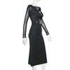 Tossy Glitter Hollow Out See-Through Maxi Dress Female Sexy Lace-Up Club High Waist Patchwork Sparkle Bandage Women Long Dress