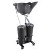 Portable Shampoo Basin with 2 Water Buckets 30cm Deep Salon Hair Washing Sink Adjustable Height Angle Mobile Shampoo Bowl Unit