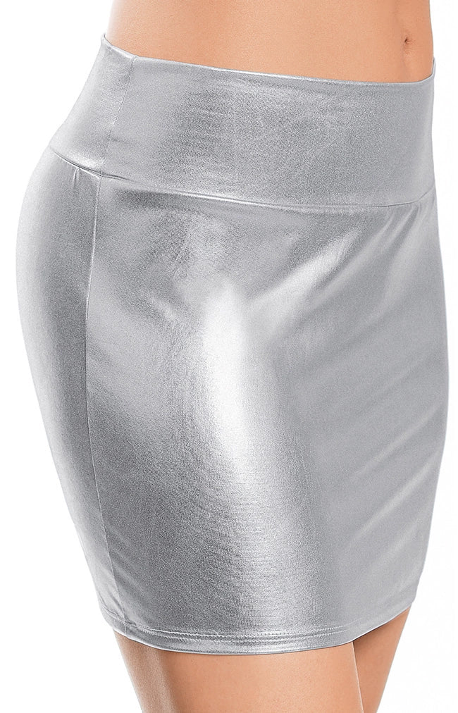 Autumn and Winter Mid-Length Imitation Leather Bronzing plus Size Skirt