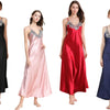 Women's Nightdress Lace Satin Nightgowns Sexy Lingerie Long Chemise Sleepwear