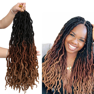 Goddess Faux Locs Crochet Hair Soft Curly Dreadlocks Hair Extensions Synthetic Braiding Hair Ombre Crochet Locs Wholesale Braids