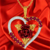 Romantic Heart Shaped Rose Pendant Necklace Red and White Rhinestone Women's Necklace Exquisite Jewelry Valentine's Day Gifts