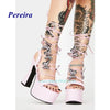Platform Bling Bling Shoes 2022 Open Toe Butterfly Chunky Heel Sandals Cross Tied Lace Up High Heels Summer Women Shoes Sweet