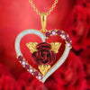 Romantic Heart Shaped Rose Pendant Necklace Red and White Rhinestone Women's Necklace Exquisite Jewelry Valentine's Day Gifts