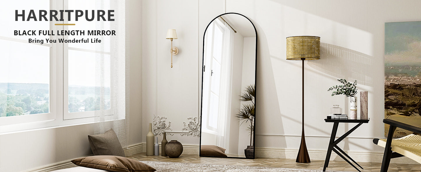64"x21" Full Length Mirror Arched Full Mirror Free Standing Leaning Mirror Wall-Mounted Mirror Aluminum Frame Modern Mirrors
