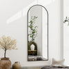 64"x21" Full Length Mirror Arched Full Mirror Free Standing Leaning Mirror Wall-Mounted Mirror Aluminum Frame Modern Mirrors