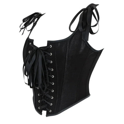 Black Velvet Sexy Overbust Corset Crop Tops Women Front Lace Up Side Zipper Shoulder Strap Bustier Vest Slimming Shaper Camis - MAGUSTA BEAUTY