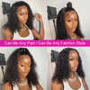Brazilian 100% Human Deep Curly Bob Hair Wigs Natural Black Color Deep Wave HD Lace Front Part 13x4 Transparent Lace Wigs - MAGUSTA BEAUTY