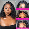 Brazilian 100% Human Deep Curly Bob Hair Wigs Natural Black Color Deep Wave HD Lace Front Part 13x4 Transparent Lace Wigs - MAGUSTA BEAUTY